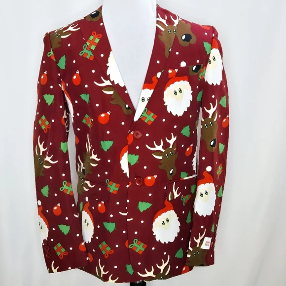 Opposuits Chistmas Christmas Santa Reindeer Suit Jacket Boys Size 12-14Y - Picture 1 of 8